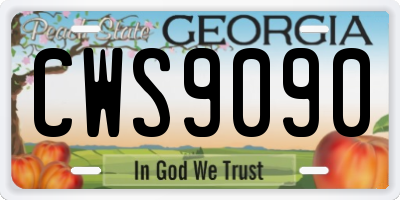 GA license plate CWS9090