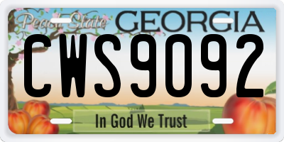 GA license plate CWS9092