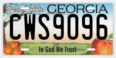 GA license plate CWS9096