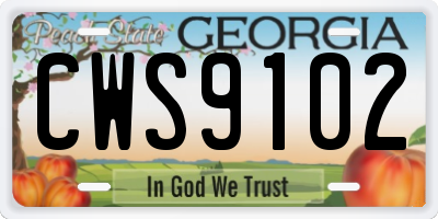GA license plate CWS9102