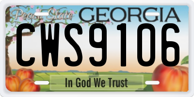 GA license plate CWS9106