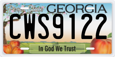 GA license plate CWS9122
