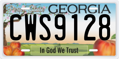 GA license plate CWS9128