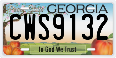 GA license plate CWS9132