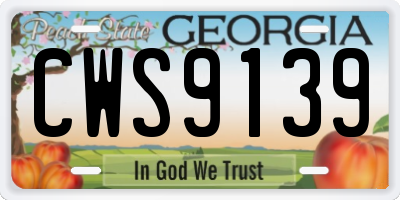 GA license plate CWS9139
