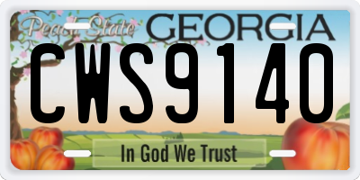 GA license plate CWS9140