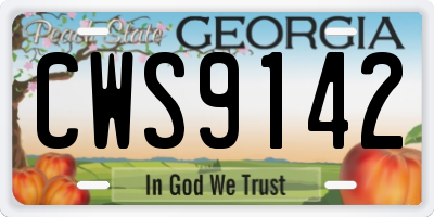 GA license plate CWS9142