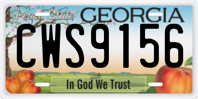 GA license plate CWS9156