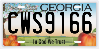 GA license plate CWS9166