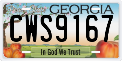 GA license plate CWS9167