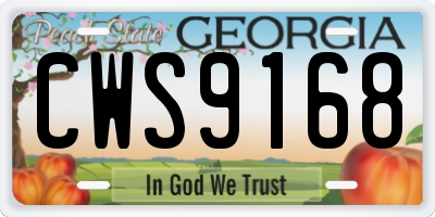 GA license plate CWS9168