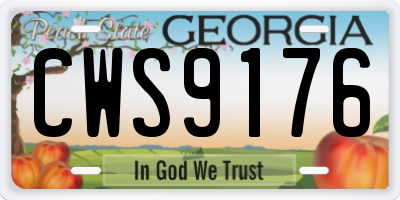GA license plate CWS9176