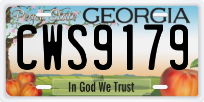 GA license plate CWS9179