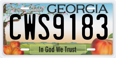GA license plate CWS9183