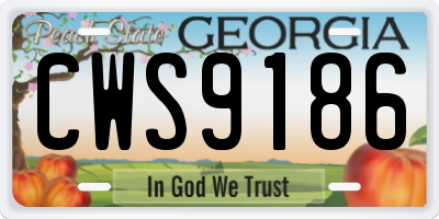 GA license plate CWS9186