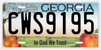 GA license plate CWS9195