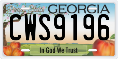 GA license plate CWS9196