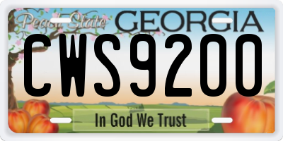 GA license plate CWS9200