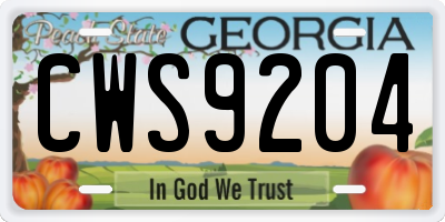 GA license plate CWS9204