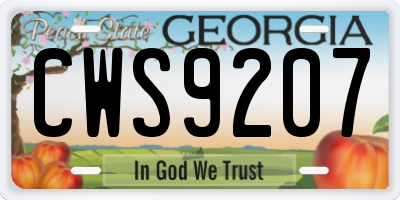 GA license plate CWS9207
