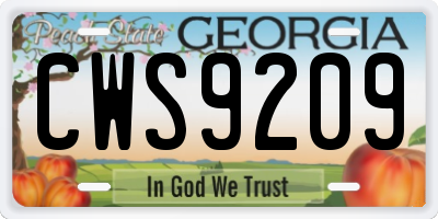 GA license plate CWS9209