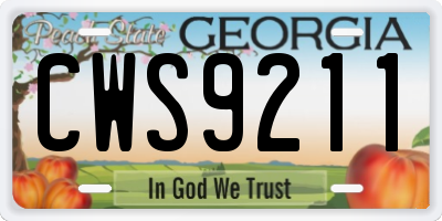 GA license plate CWS9211