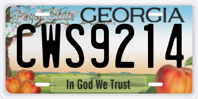 GA license plate CWS9214