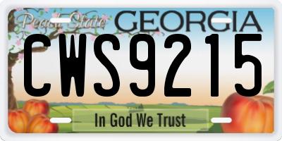 GA license plate CWS9215