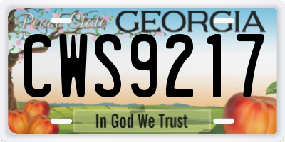 GA license plate CWS9217