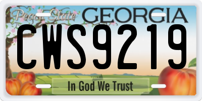GA license plate CWS9219