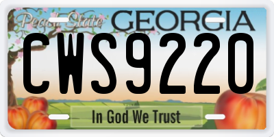 GA license plate CWS9220