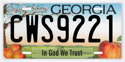 GA license plate CWS9221