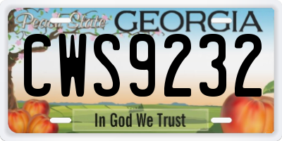 GA license plate CWS9232