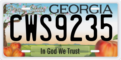 GA license plate CWS9235