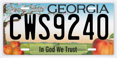 GA license plate CWS9240