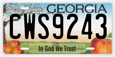 GA license plate CWS9243