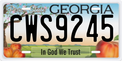 GA license plate CWS9245