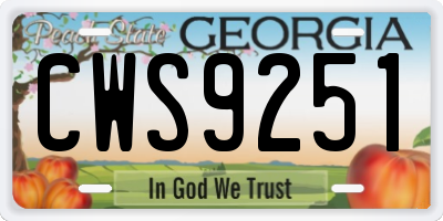 GA license plate CWS9251