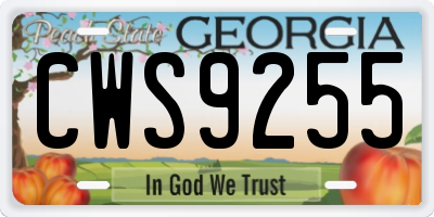 GA license plate CWS9255