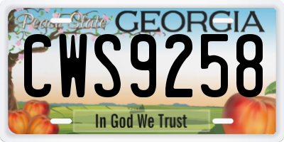 GA license plate CWS9258