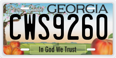 GA license plate CWS9260