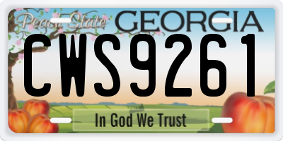GA license plate CWS9261