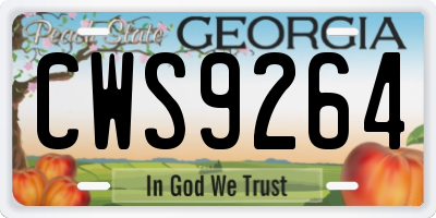 GA license plate CWS9264