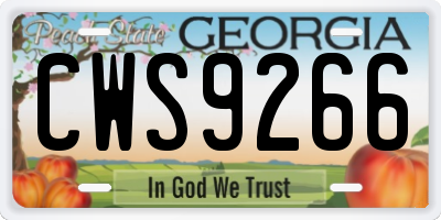 GA license plate CWS9266