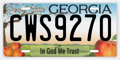 GA license plate CWS9270