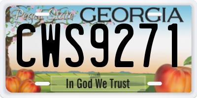 GA license plate CWS9271