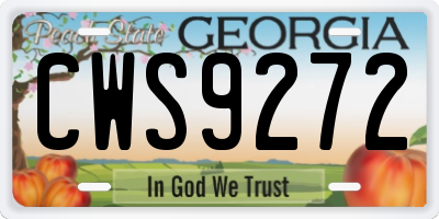 GA license plate CWS9272