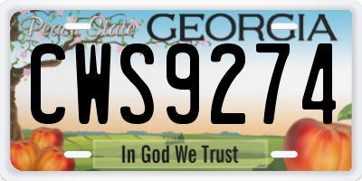 GA license plate CWS9274
