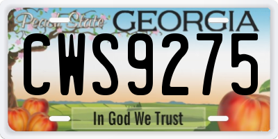 GA license plate CWS9275