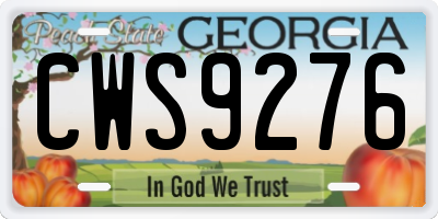 GA license plate CWS9276